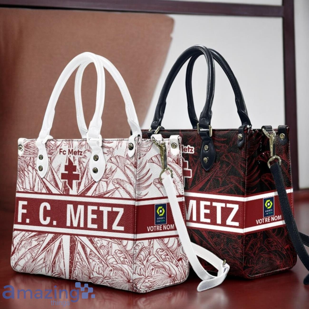 FC Metz Leather Handbag Custom Name Gift For Women image FC Metz Leather Handbag Custom Name Gift For Women Product Photo 1