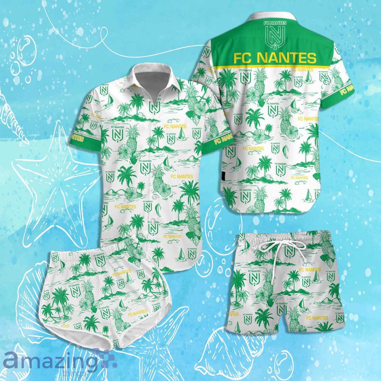 FC Nantes Hawaiian Shirt & Short 2024 Summer Beach For Fans image FC Nantes Hawaiian Shirt & Short 2024 Summer Beach For Fans Product Photo 1
