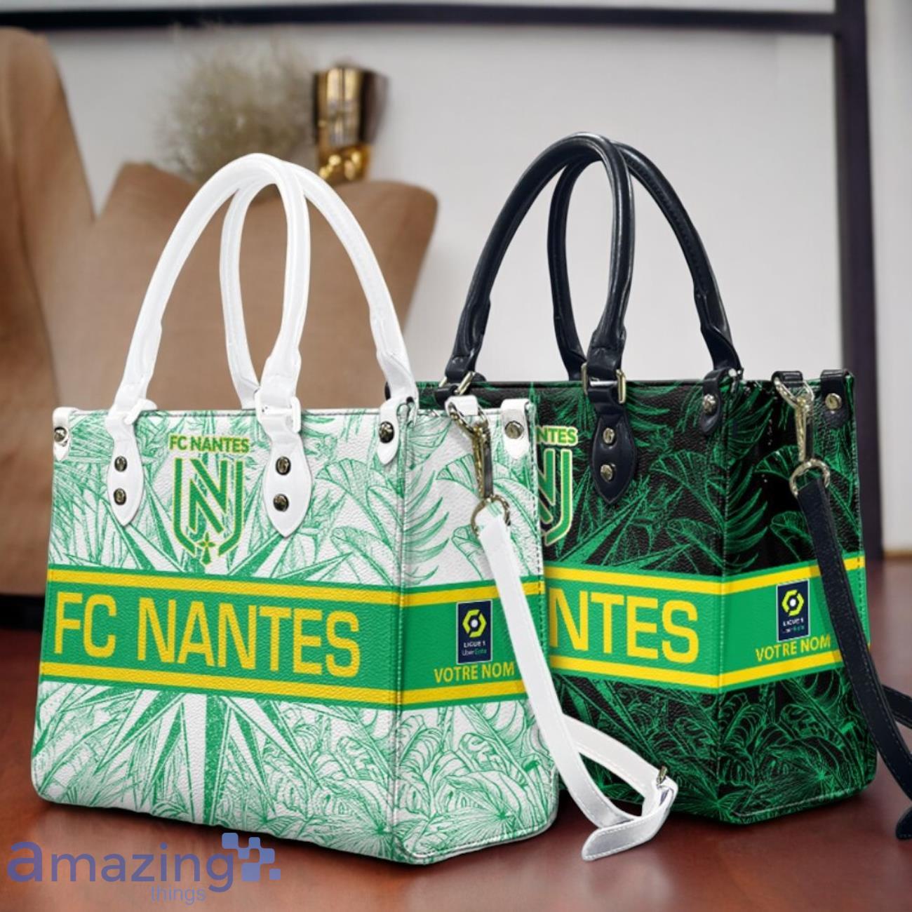 FC Nantes Leather Handbag Custom Name Gift For Women image FC Nantes Leather Handbag Custom Name Gift For Women Product Photo 1