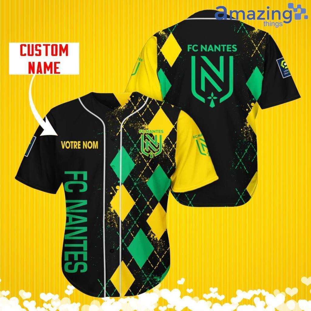 FC Nantes Sports Logo Jersey Baseball Shirt Custom Name With Diamond Brush Pattern For Men And Women image FC Nantes Sports Logo Jersey Baseball Shirt Custom Name With Diamond Brush Pattern For Men And Women Product Photo 1
