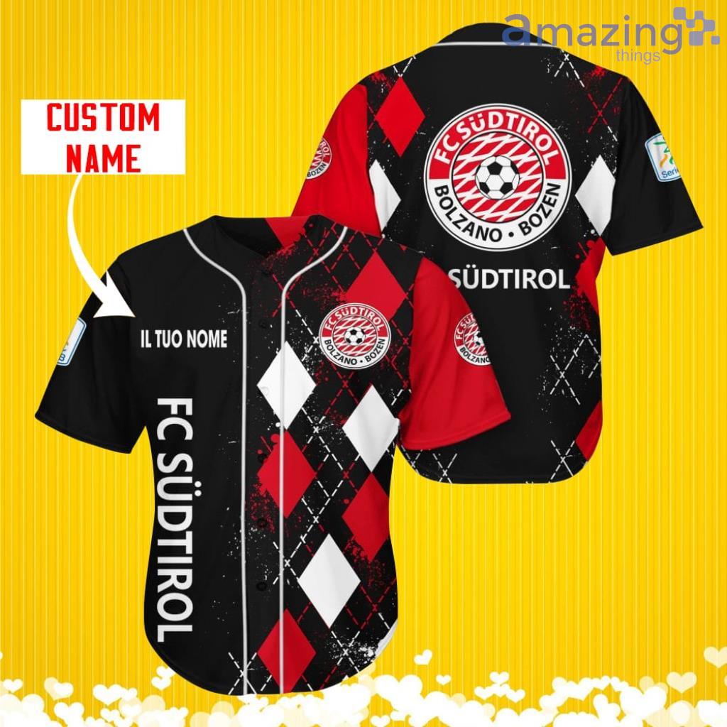 F.C. Südtirol Sports Logo Jersey Baseball Shirt Custom Name With Diamond Brush Pattern For Men And Women image F.C. Südtirol Sports Logo Jersey Baseball Shirt Custom Name With Diamond Brush Pattern For Men And Women Product Photo 1