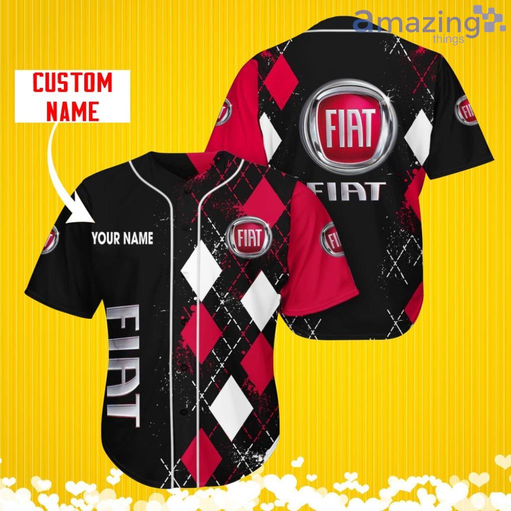Fiat Sports Logo Jersey Baseball Shirt Custom Name With Diamond Brush Pattern For Men And Women image Fiat Sports Logo Jersey Baseball Shirt Custom Name With Diamond Brush Pattern For Men And Women Product Photo 1