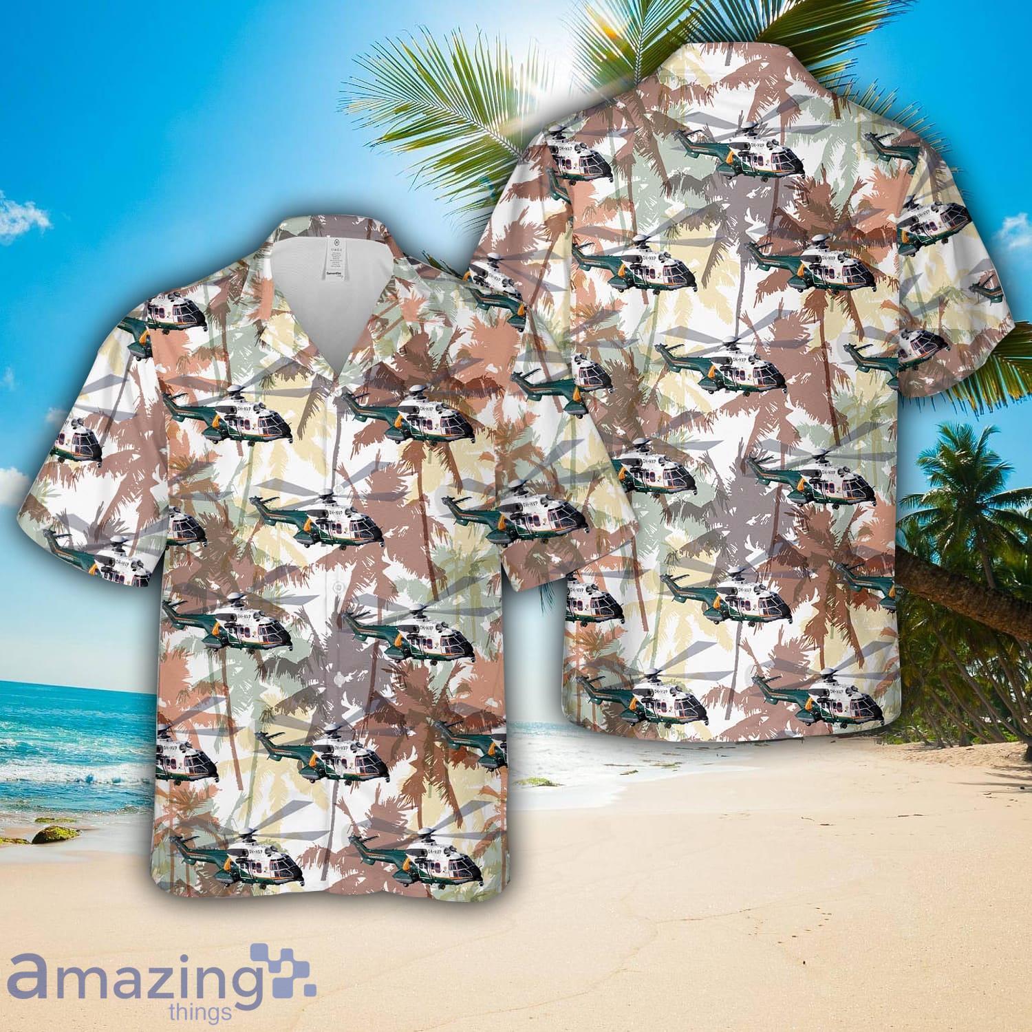 Finnish Border Guard Aerospatiale AS 332 Super Puma OH HVP Hawaiian Shirt 3D Printed Button Shirt image Finnish Border Guard Aerospatiale AS 332 Super Puma OH-HVP Hawaiian Shirt 3D Printed Button Shirt Product Photo 1