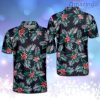 Floral Tropical Tropical Floral Golf Polo Shirt black
