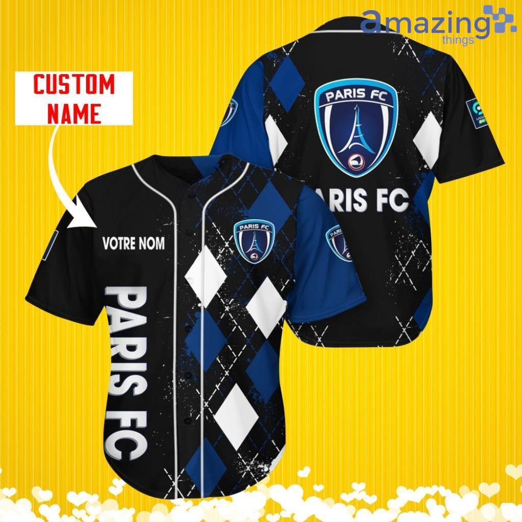 Paris FC Sports Logo Jersey Baseball Shirt Custom Name With Diamond Brush Pattern For Men And Women image Paris FC Sports Logo Jersey Baseball Shirt Custom Name With Diamond Brush Pattern For Men And Women Product Photo 1