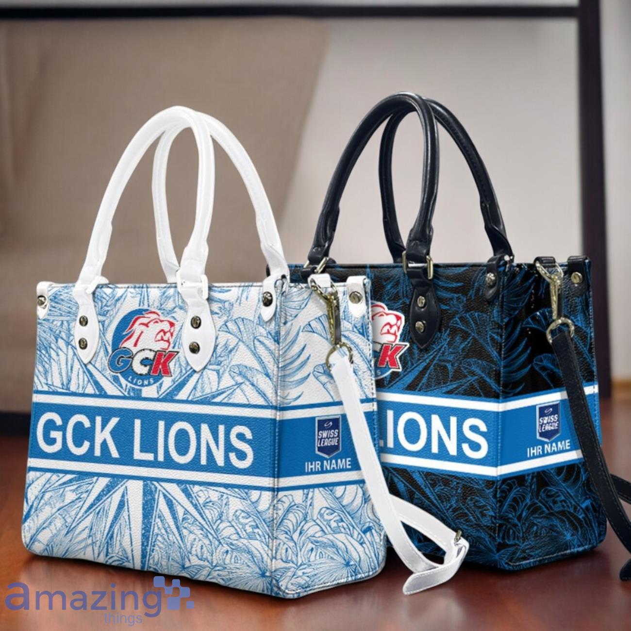 GCK Lions Leather Handbag Custom Name Gift For Women image GCK Lions Leather Handbag Custom Name Gift For Women Product Photo 1