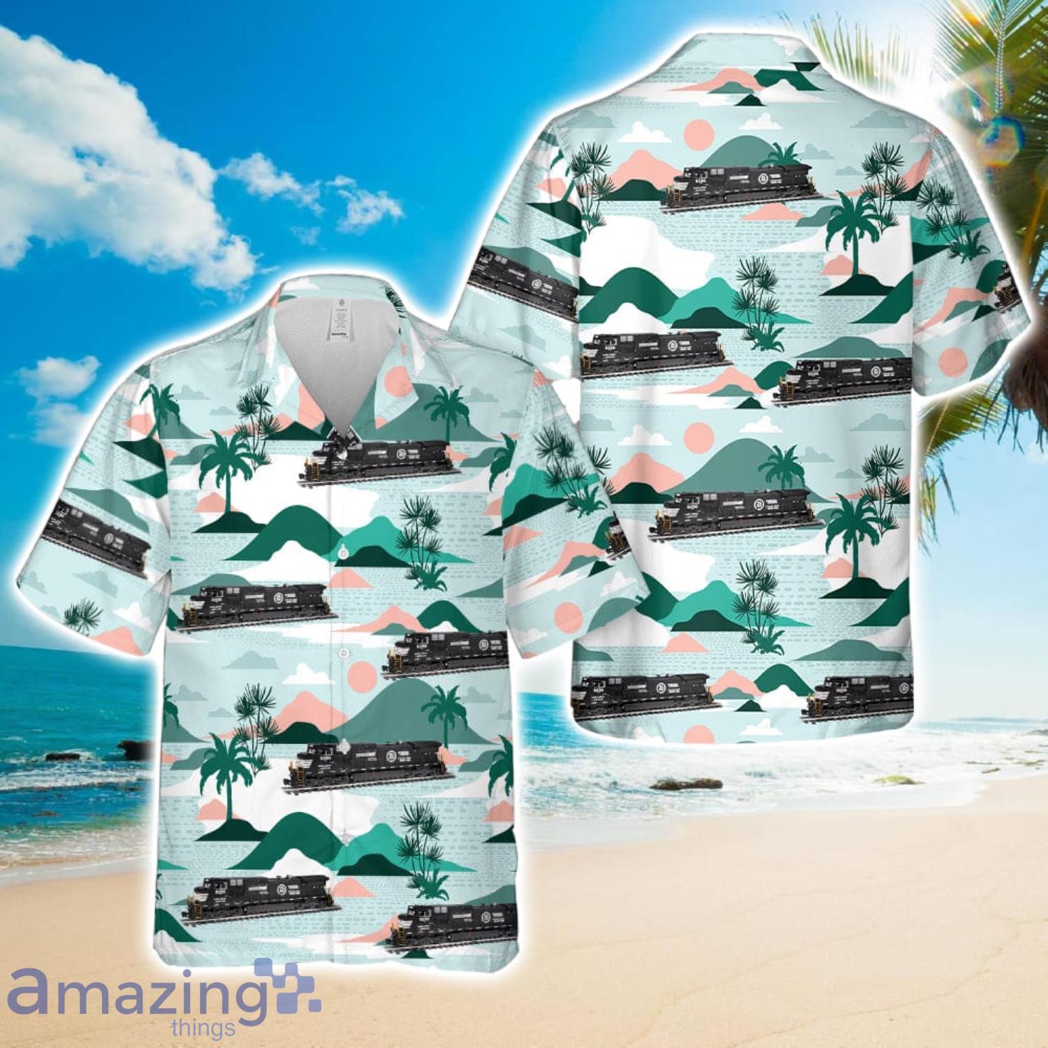 GE Dash 9 44CW Norfolk Southern 9256 Hawaiian Shirt 3D Printed Button Shirt image GE Dash 9-44CW - Norfolk Southern 9256 Hawaiian Shirt 3D Printed Button Shirt Product Photo 1