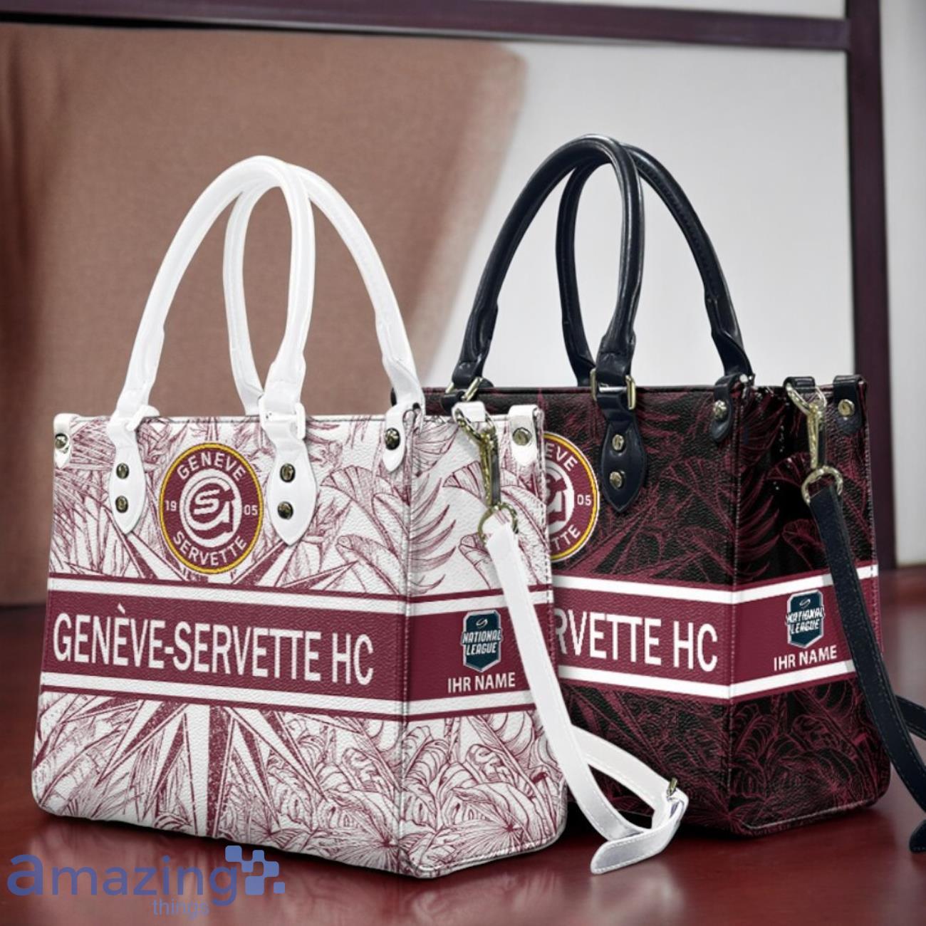 Geneve Servette HC Leather Handbag Custom Name Gift For Women image Geneve-Servette HC Leather Handbag Custom Name Gift For Women Product Photo 1