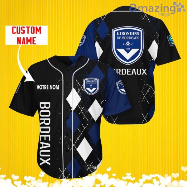Girondins de Bordeaux Sports Logo Jersey Baseball Shirt Custom Name With Diamond Brush Pattern For Men And Women Product Photo 1