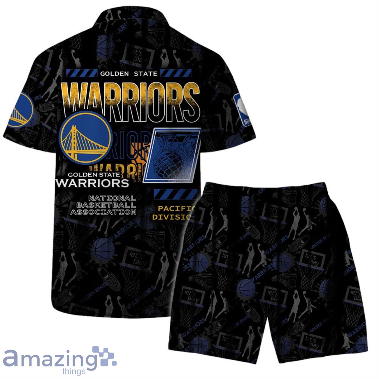 Golden State Warriors NBA Logo Basketball Street Style Design Hawaiian Shirt & Short image Golden State Warriors NBA Logo Basketball Street Style Design Hawaiian Shirt & Short Product Photo 2