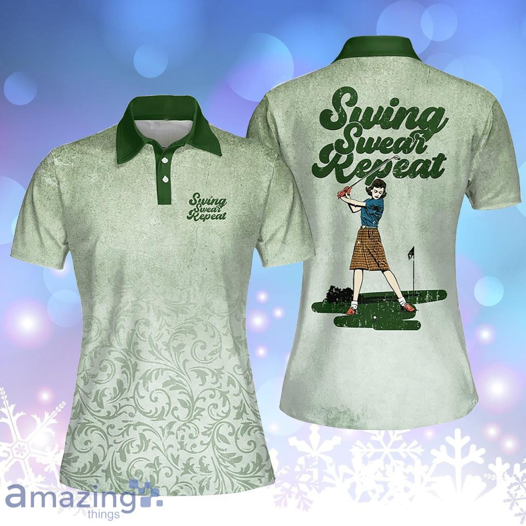 Golf Vintage Swing Swear Repeat Golfer Gift Short Sleeve Polo ShirtPolo Shirt Product Photo 1