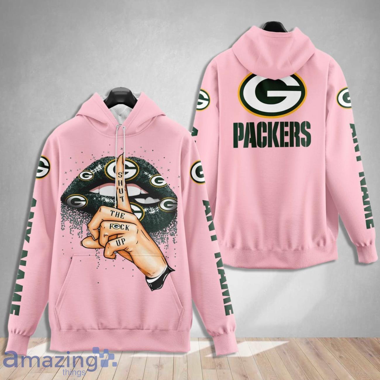Green Bay Packers Custom Name Shut The F Up Pink 3D Hoodie Shirt image Green Bay Packers Custom Name Shut The F Up Pink 3D Hoodie Shirt Product Photo 1