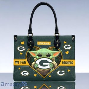 Green Bay Packers NFL Leather Handbag Baby Yoda Custom Name Product Photo 1