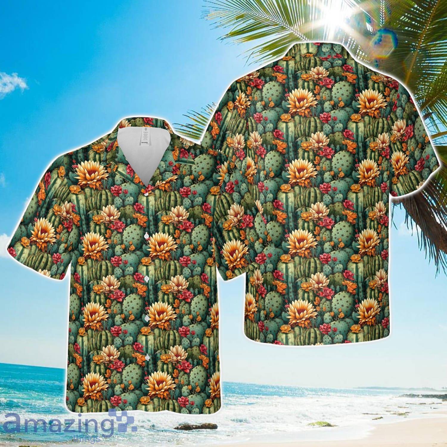 Green cactus seamless AOP Hawaiian Shirt Summer Holiday Gift image Green cactus seamless AOP Hawaiian Shirt Summer Holiday Gift Product Photo 1