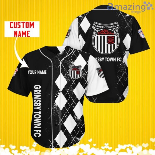 Grimsby Town Sports Logo Jersey Baseball Shirt Custom Name With Diamond Brush Pattern For Men And Women Product Photo 1