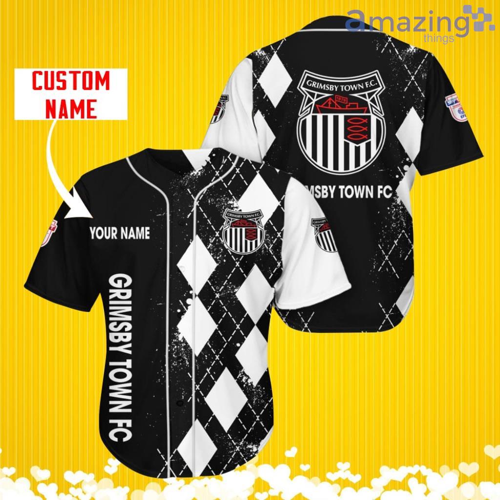 Grimsby Town Sports Logo Jersey Baseball Shirt Custom Name With Diamond Brush Pattern For Men And Women image Grimsby Town Sports Logo Jersey Baseball Shirt Custom Name With Diamond Brush Pattern For Men And Women Product Photo 1