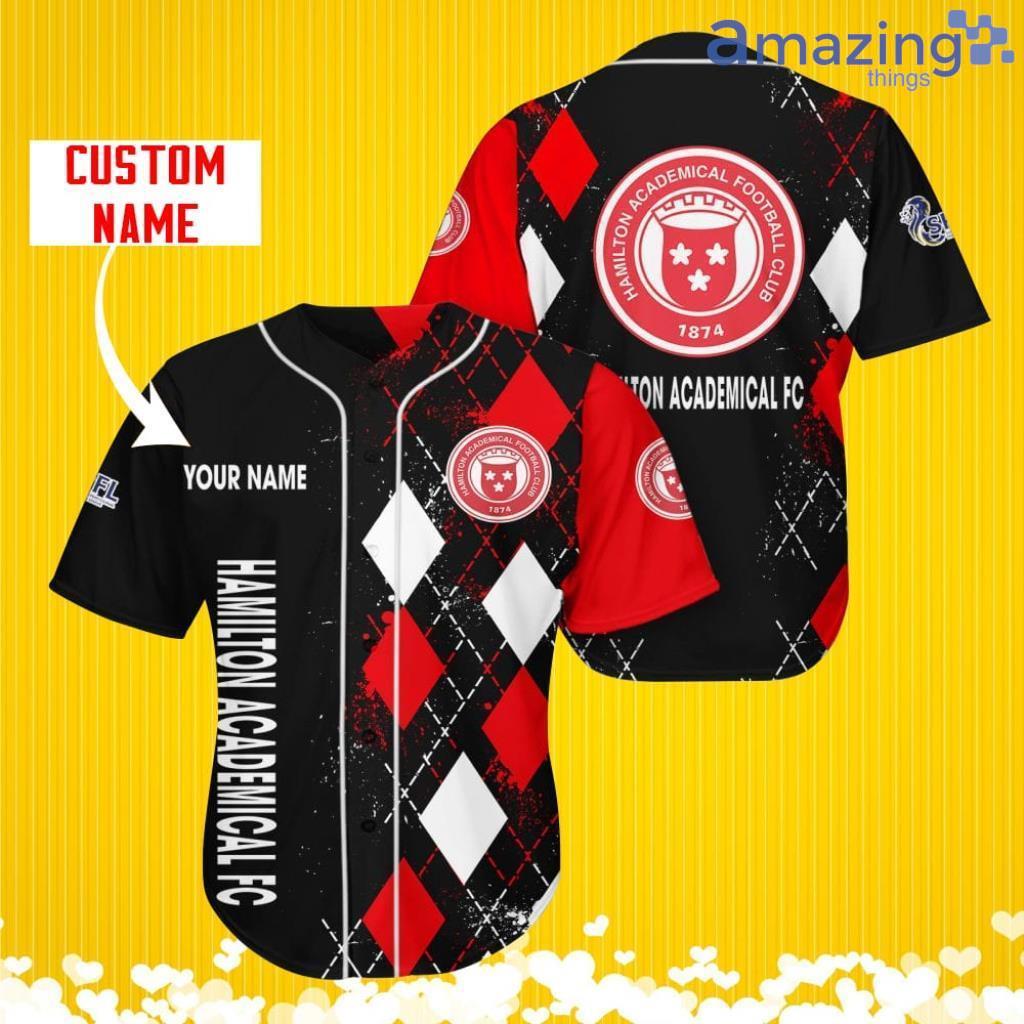Hamilton Academical F.C. Sports Logo Jersey Baseball Shirt Custom Name With Diamond Brush Pattern For Men And Women image Hamilton Academical F.C. Sports Logo Jersey Baseball Shirt Custom Name With Diamond Brush Pattern For Men And Women Product Photo 2
