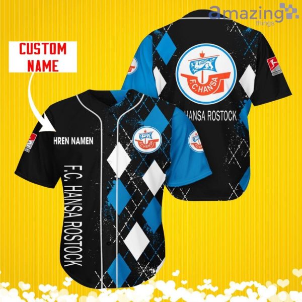 Hansa Rostock Sports Logo Jersey Baseball Shirt Custom Name With Diamond Brush Pattern For Men And Women Product Photo 1