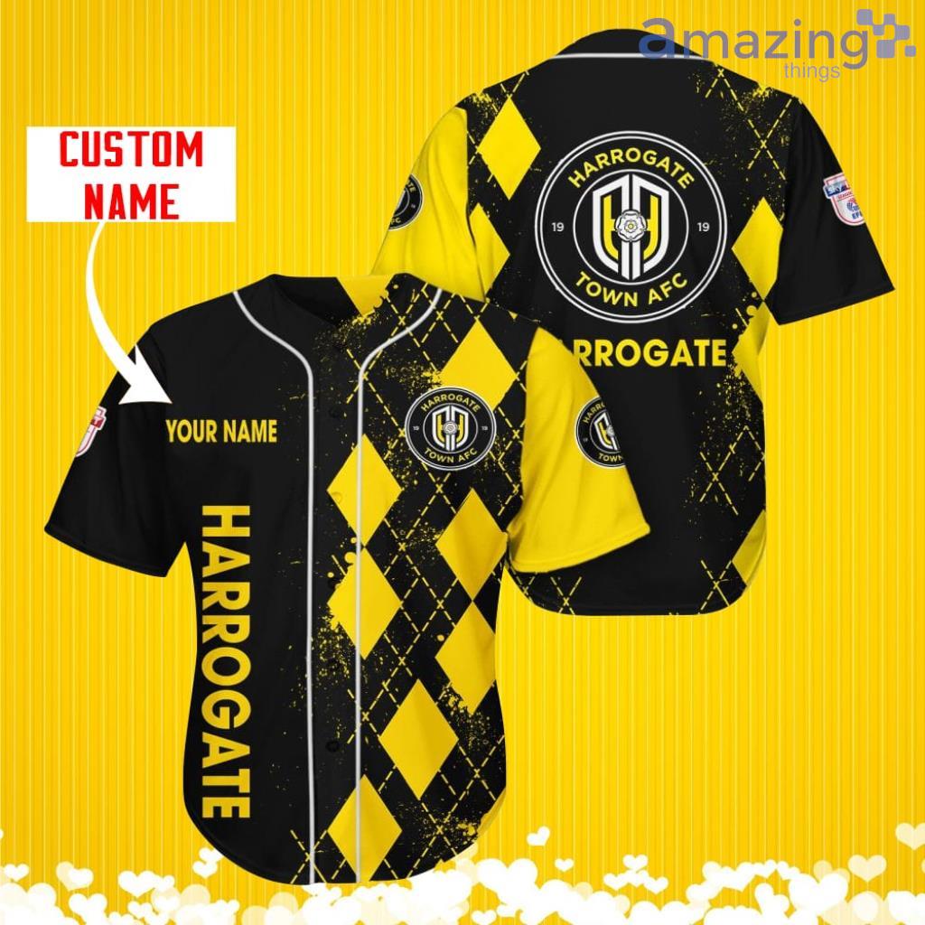 Harrogate Town AFC Sports Logo Jersey Baseball Shirt Custom Name With Diamond Brush Pattern For Men And Women image Harrogate Town AFC Sports Logo Jersey Baseball Shirt Custom Name With Diamond Brush Pattern For Men And Women Product Photo 1