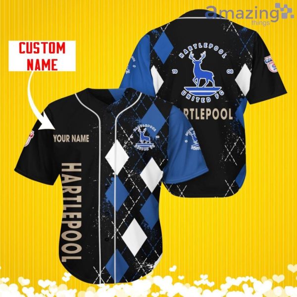 Hartlepool United Sports Logo Jersey Baseball Shirt Custom Name With Diamond Brush Pattern For Men And Women Product Photo 2