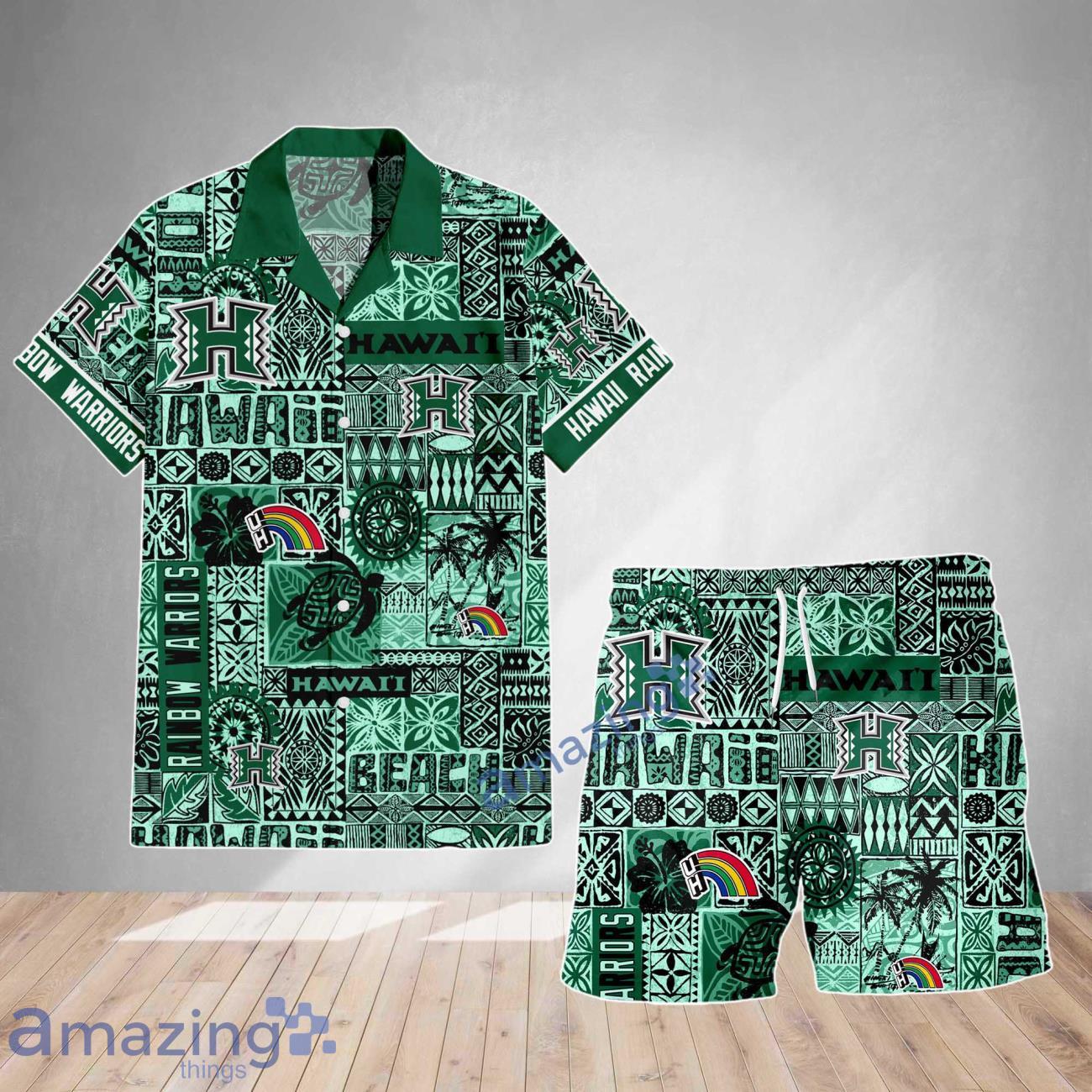 Hawaii Rainbow Warriors Logo Team Hawaiian Shirt & Short New Design Summer Gift For Fans image Hawaii Rainbow Warriors Logo Team Hawaiian Shirt & Short New Design Summer Gift For Fans Product Photo 2