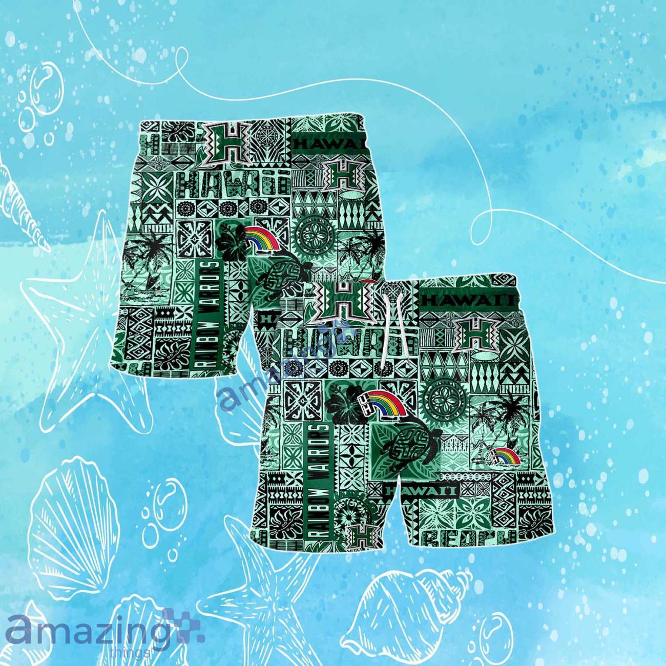 Hawaii Rainbow Warriors Logo Team Hawaiian Shirt & Short New Design Summer Gift For Fans image Hawaii Rainbow Warriors Logo Team Hawaiian Shirt & Short New Design Summer Gift For Fans Product Photo 3