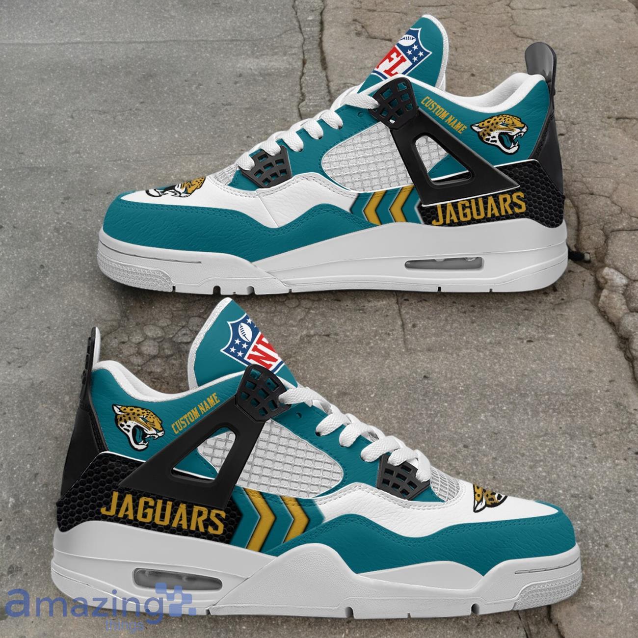 Jacksonville Jaguars NFL Air Jordan 4 Custom Name Sneaker For Fans image Jacksonville Jaguars NFL Air Jordan 4 Custom Name Sneaker For Fans Product Photo 3