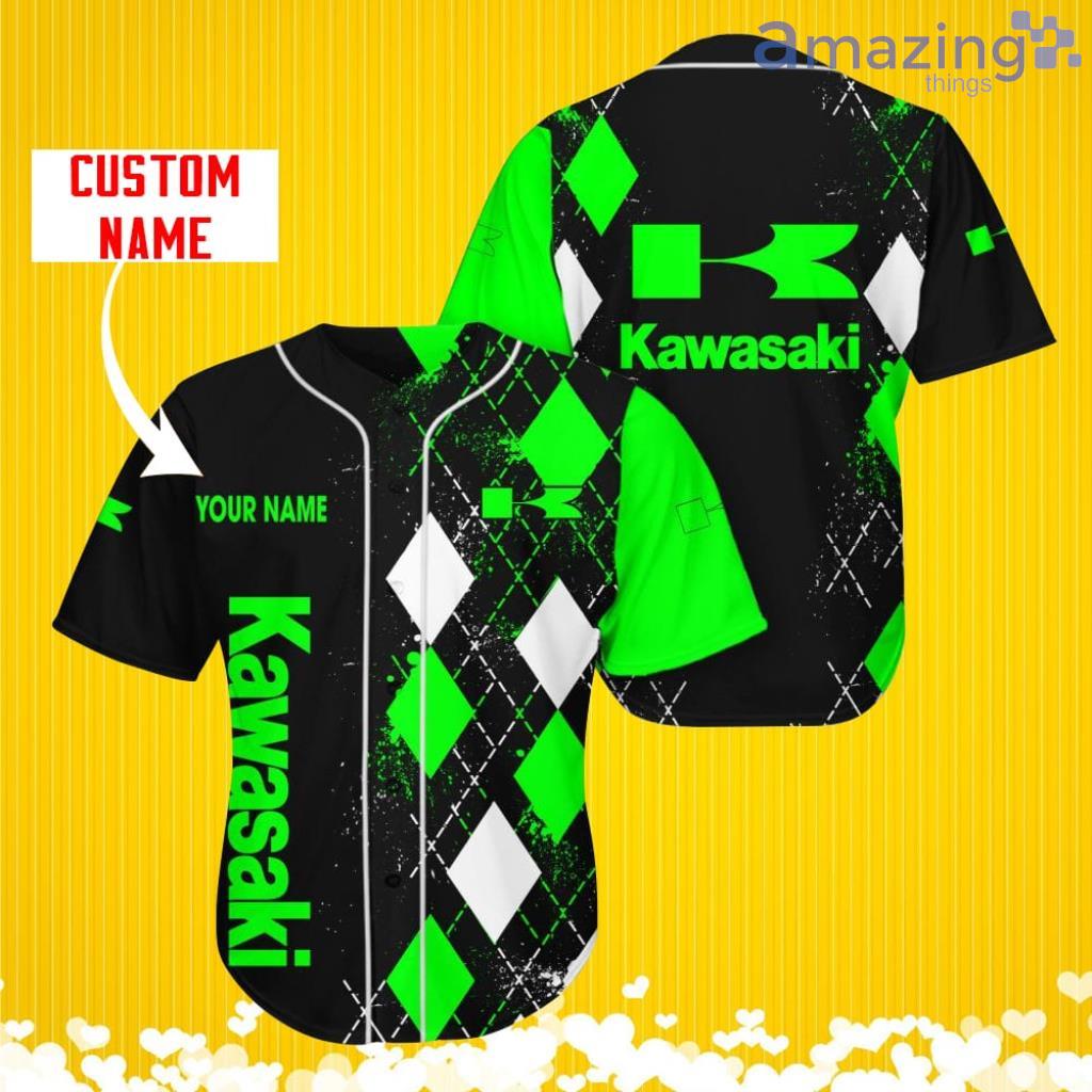 Kawasaki Sports Logo Jersey Baseball Shirt Custom Name With Diamond Brush Pattern For Men And Women image Kawasaki Sports Logo Jersey Baseball Shirt Custom Name With Diamond Brush Pattern For Men And Women Product Photo 1