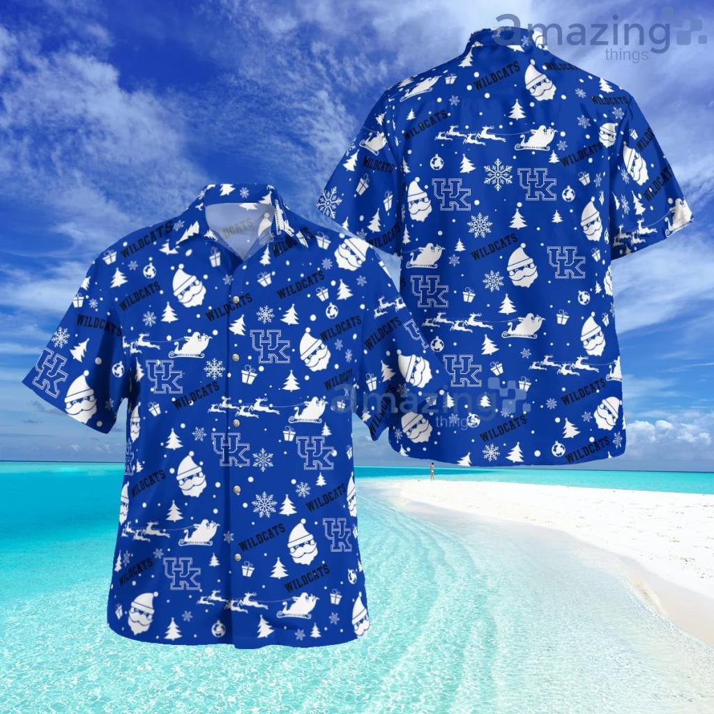 Kentucky Wildcats Christmas Pattern Button Down Tropical Hawaiian Shirt image Kentucky Wildcats Christmas Pattern Button Down Tropical Hawaiian Shirt Product Photo 1