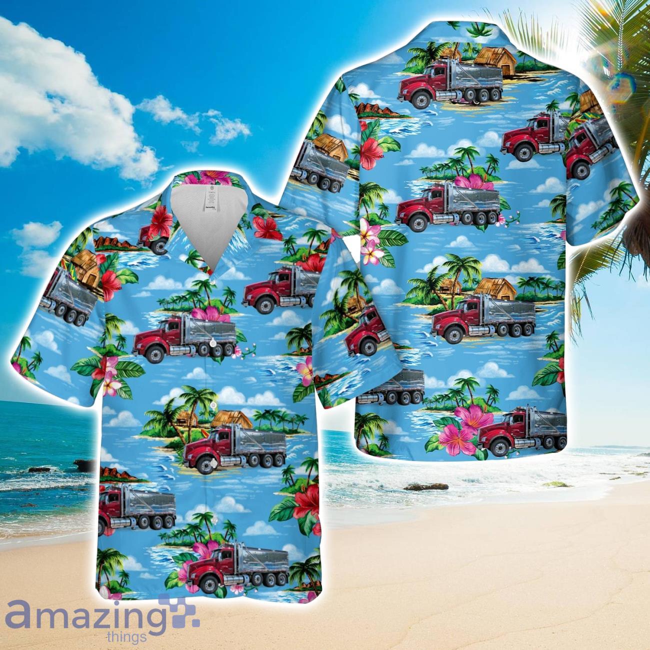 Kenworth T880 Dump Truck Hawaiian Shirt 3D Printed Beach Lover Gift image Kenworth T880 Dump Truck Hawaiian Shirt 3D Printed Beach Lover Gift Product Photo 1