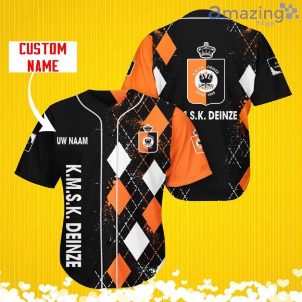 K.M.S.K. Deinze Sports Logo Jersey Baseball Shirt Custom Name With Diamond Brush Pattern For Men And Women Product Photo 1