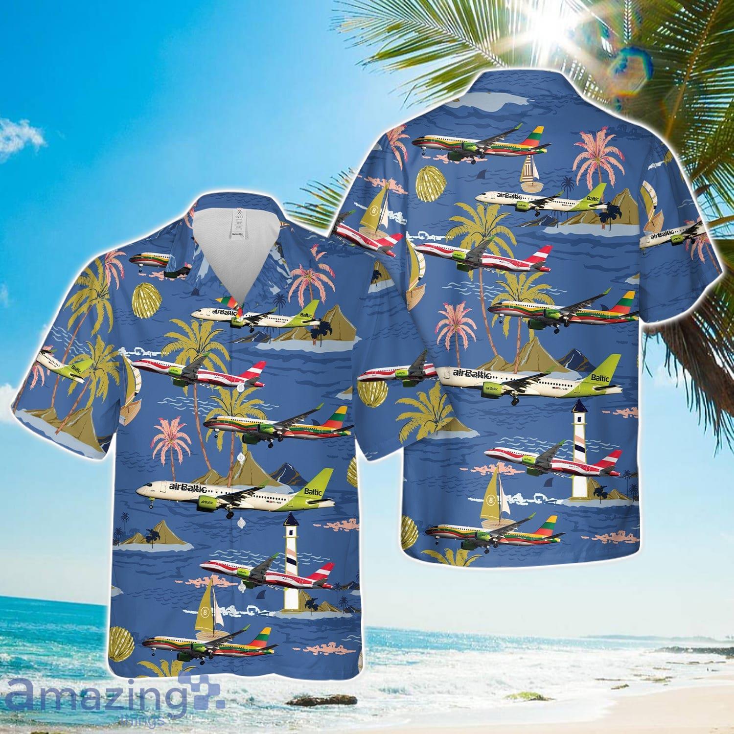 Latvia Air Baltic Airbus A220 371 Hawaiian Shirt Unisex For Men Women image Latvia Air Baltic Airbus A220-371 Hawaiian Shirt Unisex For Men Women Product Photo 1