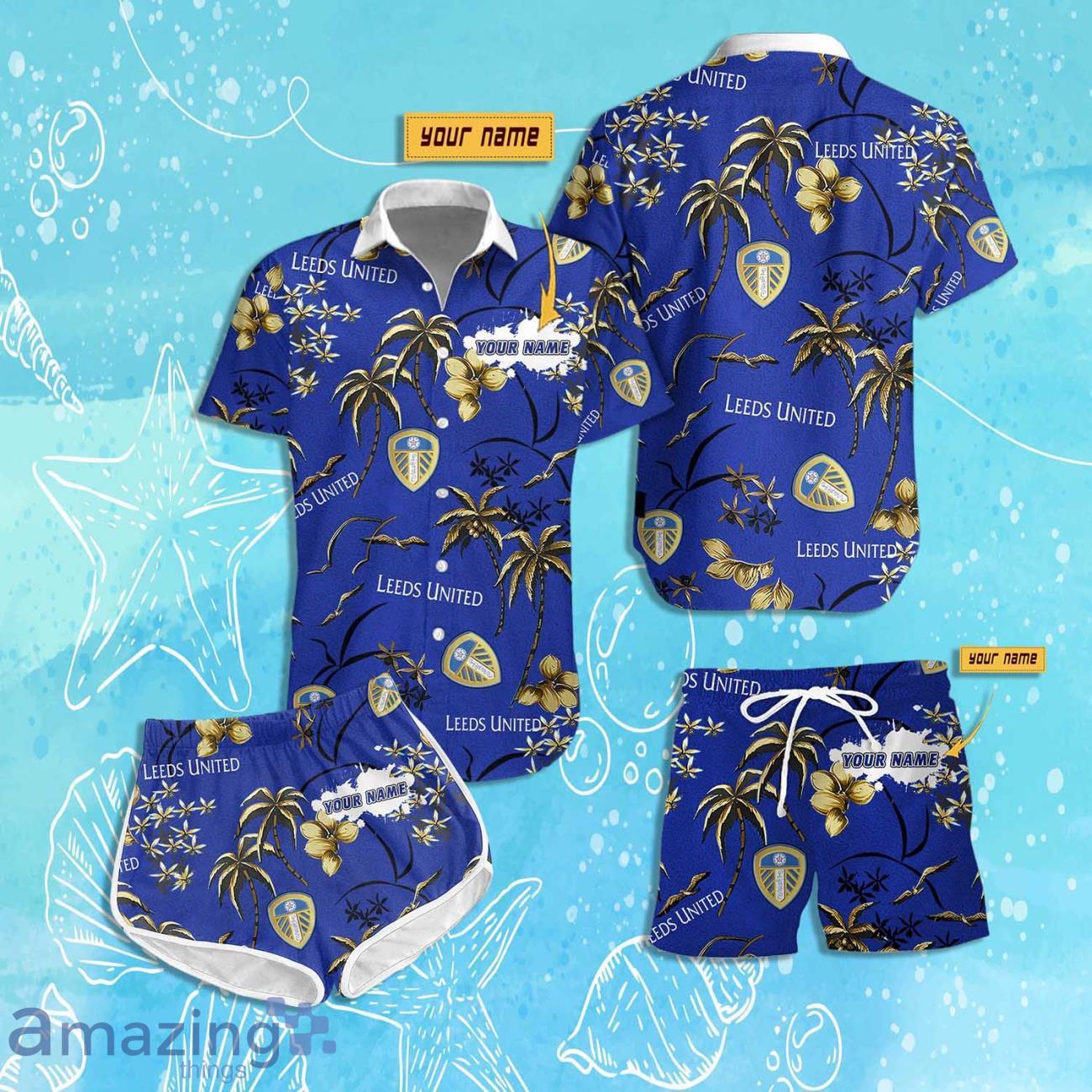 Leeds United FC Hawaiian Shirt & Short Custom Name 2024 Men Women Summer Beach image Leeds United FC Hawaiian Shirt & Short Custom Name 2024 Men Women Summer Beach Product Photo 1