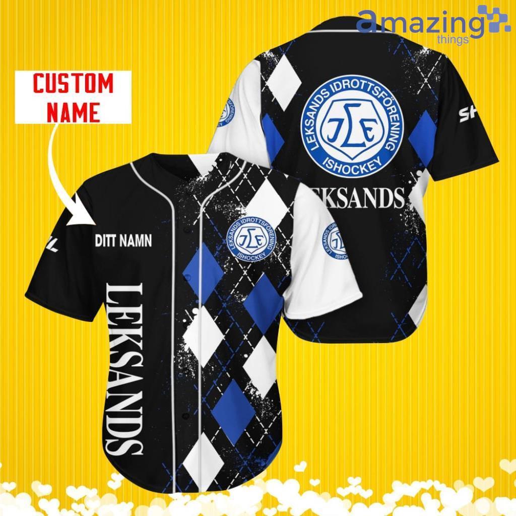 Leksands IF Sports Logo Jersey Baseball Shirt Custom Name With Diamond Brush Pattern For Men And Women image Leksands IF Sports Logo Jersey Baseball Shirt Custom Name With Diamond Brush Pattern For Men And Women Product Photo 1