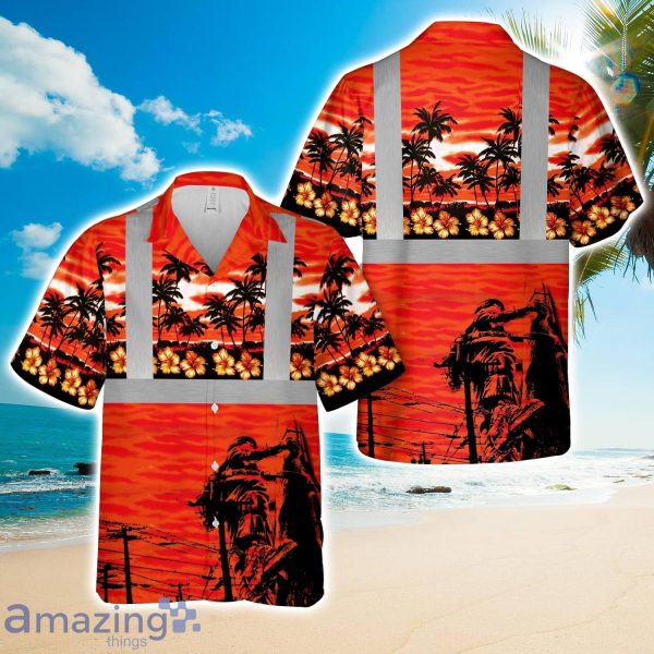Lineman Tropical Sunset Hawaiian Shirt Unisex For Men Women Product Photo 1