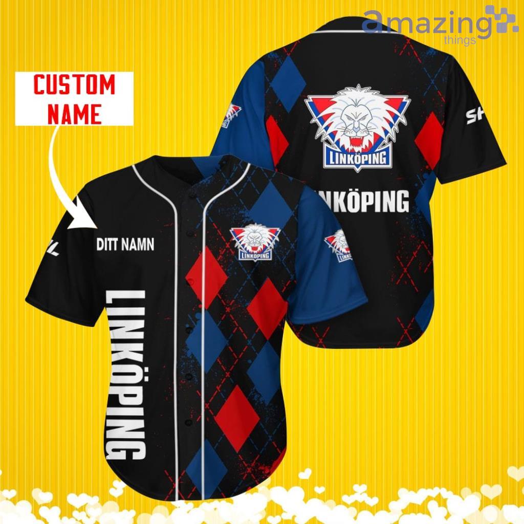 Linkoping HC Sports Logo Jersey Baseball Shirt Custom Name With Diamond Brush Pattern For Men And Women image Linkoping HC Sports Logo Jersey Baseball Shirt Custom Name With Diamond Brush Pattern For Men And Women Product Photo 1