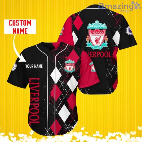 Liverpool F.C Sports Logo Jersey Baseball Shirt Custom Name With Diamond Brush Pattern For Men And Women Product Photo 1