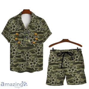 Los Angeles Angels Logo Camo Pattern 3D Hawaiian Shirt & Short Product Photo 1