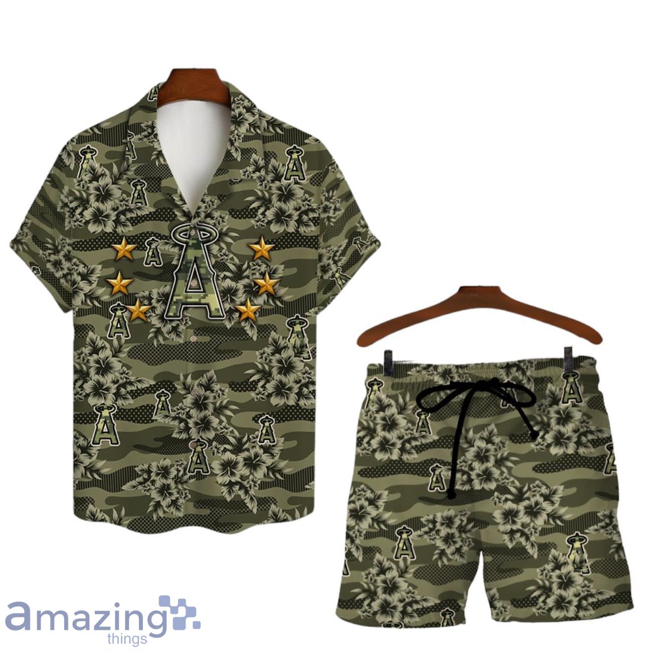 Los Angeles Angels Logo Camo Pattern 3D Hawaiian Shirt & Short image Los Angeles Angels Logo Camo Pattern 3D Hawaiian Shirt & Short Product Photo 1