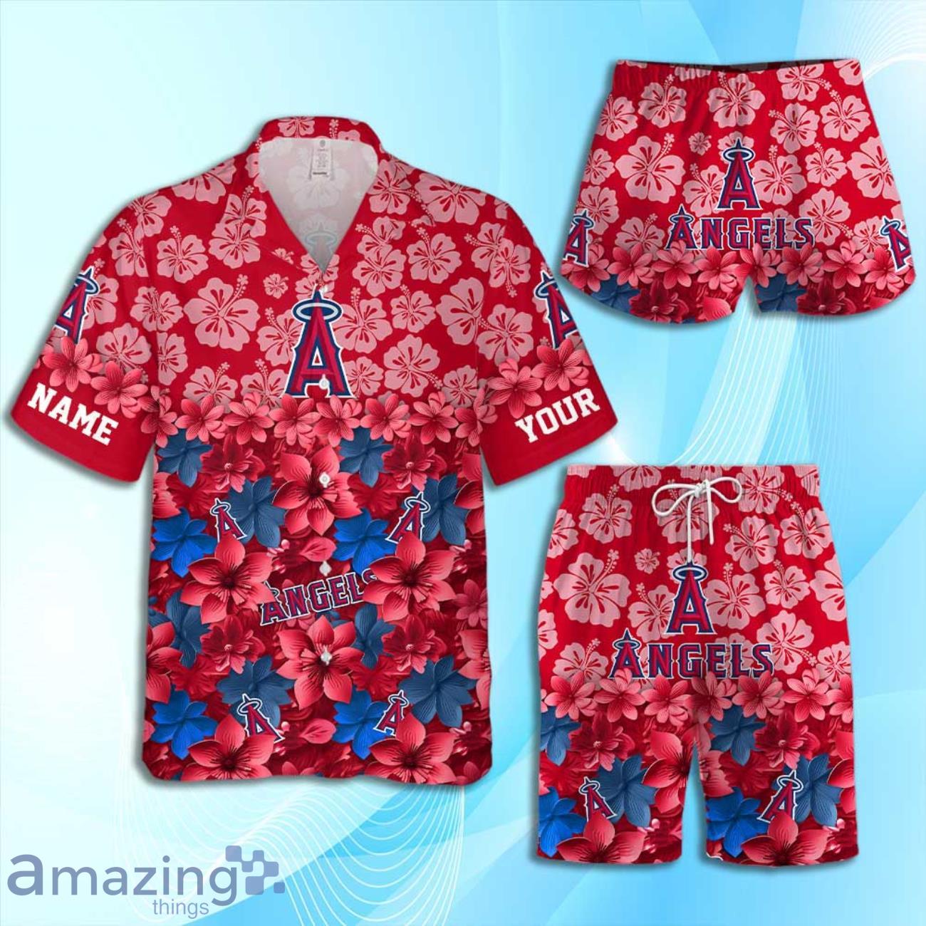 Los Angeles Angels MLB Flower Hawaiian Shirt And Short Custom Name For Fans Product Photo 1