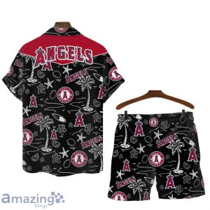 Los Angeles Angels MLB Logo Tropical Design Hawaiian Shirt & Short image Los Angeles Angels MLB Logo Tropical Design Hawaiian Shirt & Short Product Photo 2