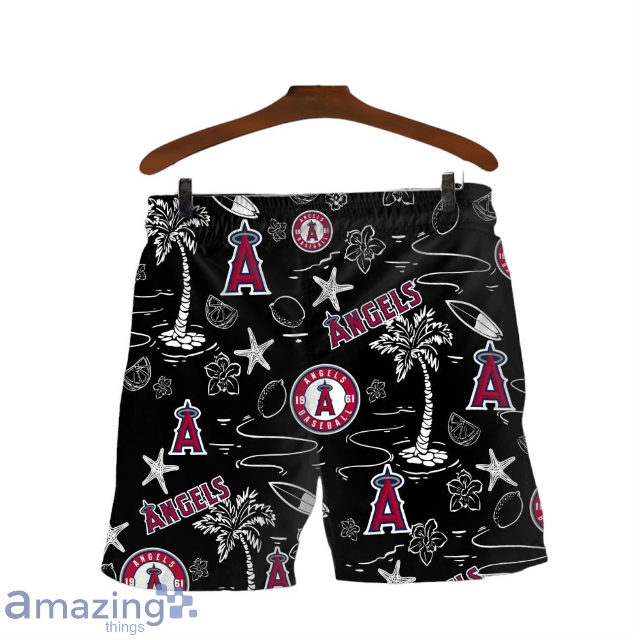 Los Angeles Angels MLB Logo Tropical Design Hawaiian Shirt & Short image Los Angeles Angels MLB Logo Tropical Design Hawaiian Shirt & Short Product Photo 4