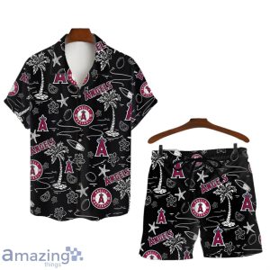 Los Angeles Angels MLB Logo Tropical Design Hawaiian Shirt & Short Product Photo 1