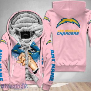 Los Angeles Chargers Custom Name Shut The F Up Pink 3D Hoodie Shirt Product Photo 2