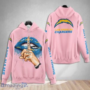 Los Angeles Chargers Custom Name Shut The F Up Pink 3D Hoodie Shirt Product Photo 1