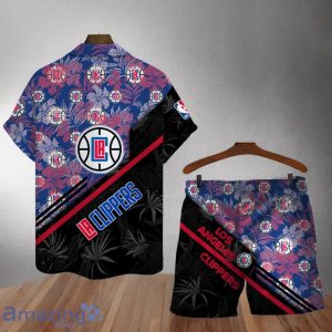 Los Angeles Clippers Logo Flower Pattern Hawaiian Shirt & Short Product Photo 2