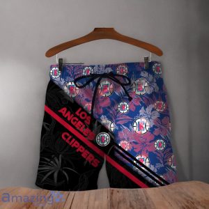 Los Angeles Clippers Logo Flower Pattern Hawaiian Shirt & Short Product Photo 3