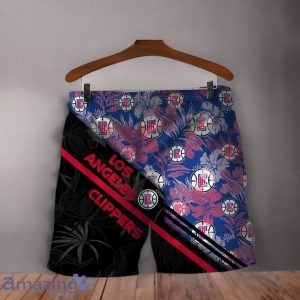 Los Angeles Clippers Logo Flower Pattern Hawaiian Shirt & Short Product Photo 4