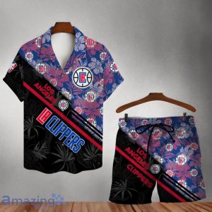 Los Angeles Clippers Logo Flower Pattern Hawaiian Shirt & Short Product Photo 1