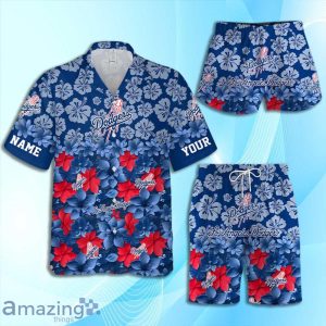 Los Angeles Dodgers MLB Flower Hawaiian Shirt And Short Custom Name For Fans Product Photo 1